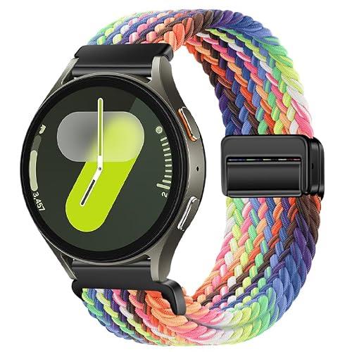 Nylon Strap 20mm Compatible with Huawei Watch GT2 GT3 42mm, Samsung Galaxy Watch 7/6/5/4 40mm 44mm 45mm 45mm, Garmins Vivoactive 5, Amazfits GTS 4, Braided Stretchy Magnetic Watch Band