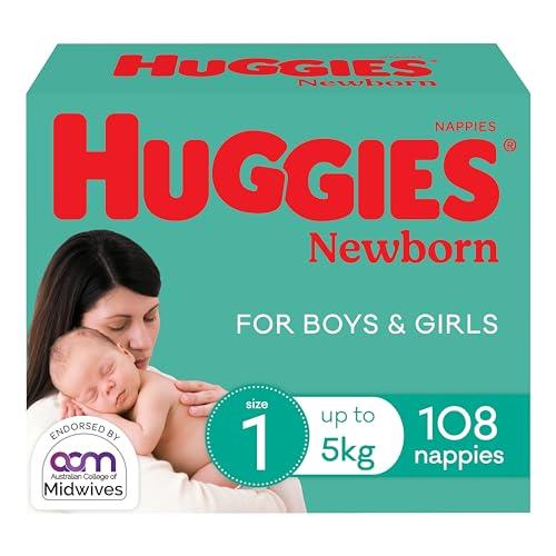 Huggies Newborn Nappies Size 1 (up to 5kg) 108 Count