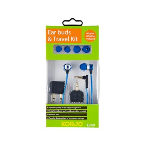 Korjo Ear Buds Travel Kit, Blue