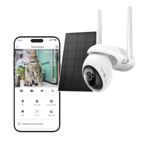 Tapo Solar-Powered Pan/Tilt Wi-Fi/4G LTE Security Camera Kit, 4K 8MP, 360° AI Tracking, Free AI Detection, Sound/Light Alarm, Starlight Colour Night Vision, IP65, Local/Cloud Storage(Tapo C665G KIT)