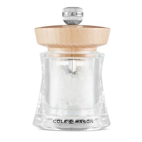 Cole & Mason Holborn 95mm Natural Beech Wood Salt Mill - Premium Hand Grinder w/Adjustable Grind Setting for Fine to Coarse Texture, Ultra-Sharp Ceramic Mechanism, Easy-to-Clean, Compact 3.75" Design