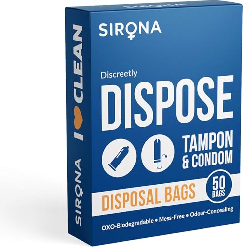 Sirona Condom and Tampon Disposal Bags - 50 Bags | for Discreet Disposal of Tampons and Condoms | Bathroom Trash Bag