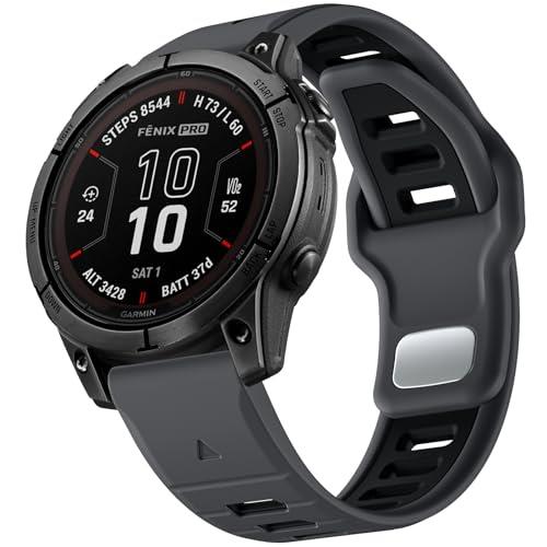 Negatta for Garmin Instinct Watch Bands/Fenix 7 6 5 Band/Fenix 8 47mm Band, Silicon Quick Fit 22mm Band for Garmin Forerunner 965/955/945/Approach