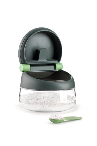 Lékué Salt Cellar 500ml with Spoon, Borocilicate Glass, BPA-Free, Dishwasher Safe