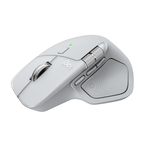 Logitech MX Master 4 for Mac, Ergonomic Bluetooth Mouse with Advanced Performance Haptic Feedback, Ultra-Fast Scrolling, USB-C Charging, MacOS, iPadOS - White Silver