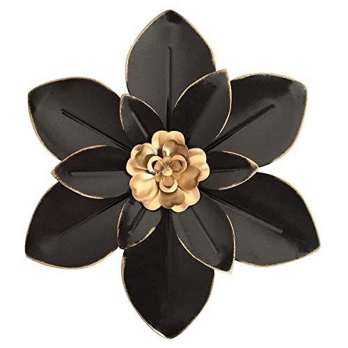 Metal Flower Wall Art Decor, 10“ Rustic Modern Floral Sculpture, Distressed Iron Wall Hanging Home Decoration Accent Artworks for Indoor Kitchen Bedroom Living Room Office Outdoor Garden Patio