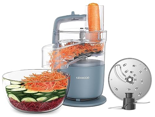 Kenwood, MultiPro Go FDP22.​130GY, Food Processor, for Chopping, Slicing, Grating, Pureeing and Kneading Dough, with Express Serve, 1.3L Bowl, Knife blade, 4mm Slicing/Grating Disk, 650 Watts, Grey