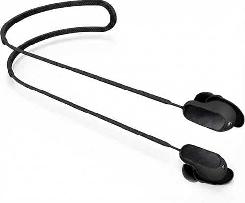 IMTKOOCO Anti Lost Sports Strap Silicone Lanyard Neck Rope Compatible with Bose QuietComfort Earbuds II Ultra Soft Skin Friendly Cord for Running Gym Fitness Accessories Holder Black