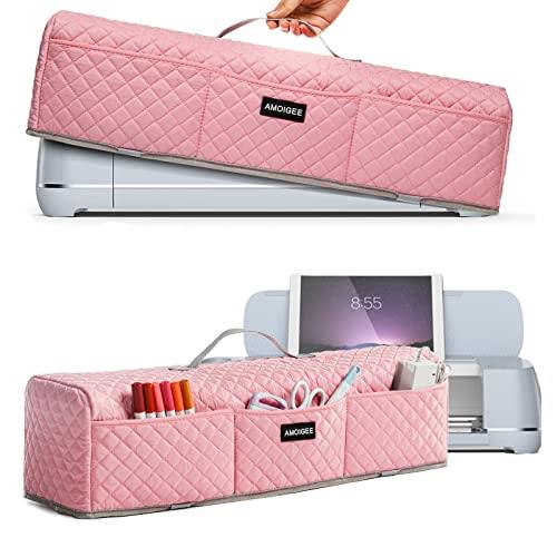 AMOIGEE Padded Dust Cover Compatible with Cricut Maker 4, Explore 4, Cricut Maker, Maker 3, Explore 3, Explore Air 2, Machine Cover for Cricut Accessories and Suppliers, Tools (Pink)