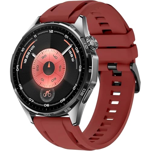 22mm Silicone Watch Band Compatible with Huawei Watch GT 6 46mm Strap，Multi-hole Design Straps with Black Metal Connector and Buckle Compatible with Amazfit Balance 2 Bands