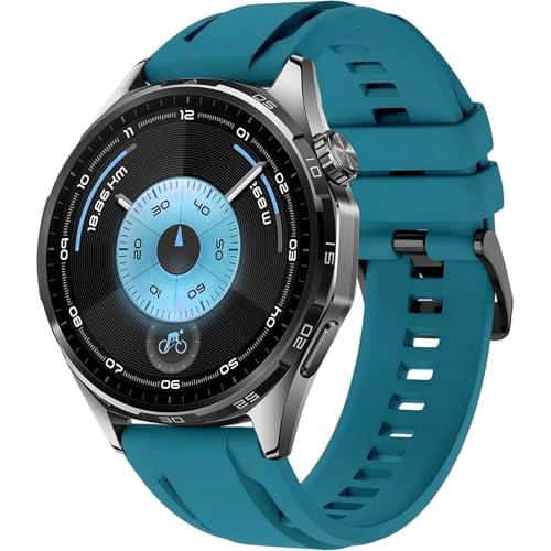 22mm Silicone Watch Band Compatible with Huawei Watch GT 6 46mm Strap，Multi-hole Design Straps with Black Metal Connector and Buckle Compatible with Amazfit Balance 2 Bands