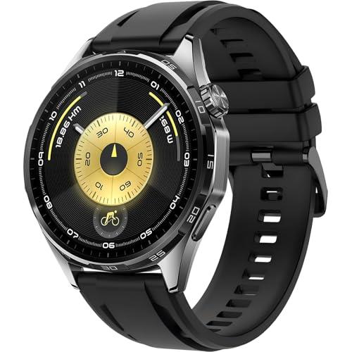 22mm Silicone Watch Band Compatible with Huawei Watch GT 6 46mm Strap，Multi-hole Design Straps with Black Metal Connector and Buckle Compatible with Amazfit Balance 2 Bands