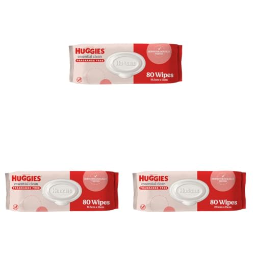 Huggies Essential Clean Baby Wipes 80 Count (Pack of 3)