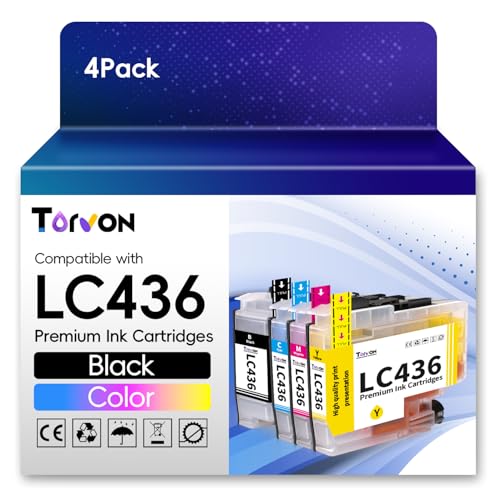 Torvon LC436 Ink Cartridge for Brother LC436 LC-436 Ink Cartridges | Compatible with Brother MFC-J4340DW MFC-J4440DW MFC-J4540DW MFC-J5855DW MFC-J5955DW MFC-J6555DW MFC-J6955DW MFC-J6957DW
