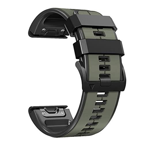 Abanen Quick Fit 22mm Silicone Watch Bands for Garmin Forerunner 955,Fenix 7,epix 2,Fenix 6,Fenix 5, Soft Sport Bicolor Waterproof Wristband Strap for Gramin Instinct 2 Solar/Instinct (Green-Black)