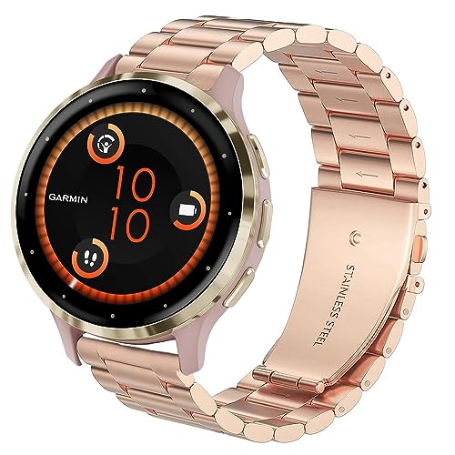 Lamshaw Compatible for Garmin Venu 3S Band, 18mm Stainless Steel Metal Replacement Straps Compatible for Garmin Venu 3S 41mm / Forerunner 265S Smartwatch