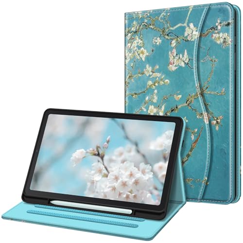 Fintie Case for Samsung Galaxy Tab S6 Lite 10.4 Inch 2024/2022/2020 with S Pen Holder, Multi-Angle Viewing Soft TPU Back Cover with Pocket Auto Wake/Sleep, Blossom