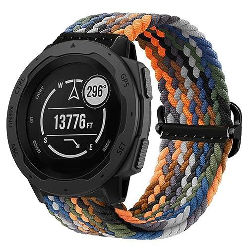 Abanen 22mm Stretchy Solo Loop Watch Bands for Garmin Instinct 2 Solar, Soft Elastic Adjustable Braided Wristband Strap with Adjustable Buckle for Instinct Crossover Solar, Instinct Tactical/Esports