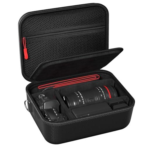 ProCase Hard Shell Camera Case for Canon Rebel T7/EOS R100/R50/DSLR/SLR/Nikon/Sony/Mirrorless Cameras, Soft Padded Digital Camera Travel Bag with 1 Shoulder Strap and 3 Adjustable Dividers