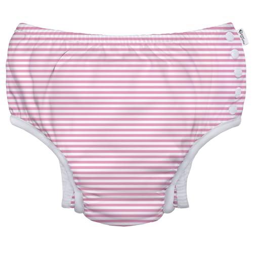 i play. Snap Reusable Absorbent Swimsuit Diaper-Light Pink Pinstripe, Pink, 6 months
