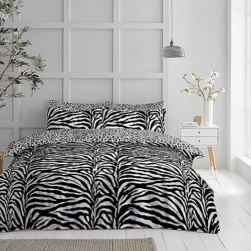 Gaveno Cavailia Luxury Zebra Skin Bed Set with Duvet Cover and Pillow Case White/Black King