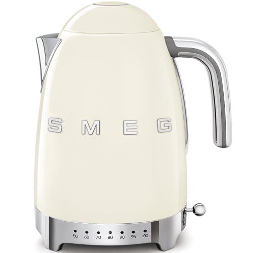 SMEG KLF04 Variable Temperature Kettle 1.7L, 7 Temperature Settings, 2400W Fast Boil, Keep Warm Function, Cordless Electric Kettle - Cream