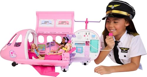 ​Barbie Dream Land Dream Plane | Real Working Microphone with 5 Sounds Included, 3 Areas of Play, and 14 Accessories