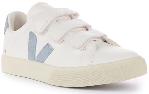 Veja Recife Chromefree Men's Leather Trainers, Stylish Triple-Strap Design for Men, Extra White/Steel, 12