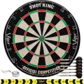 Viper Shot King Sisal/Bristle Steel Tip Dartboard with Staple-Free Bullseye and 6 Darts