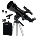 CELESTRON 21035 Celestron Travel Scope 70mm f/5.7 AZ Refractor Telescope Kit, Black, 70 with Backpack