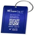 Dynotag Web/GPS Enabled QR Smart Aluminum Convertible Luggage Tag w. Steel Loop (Sapphire Blue)