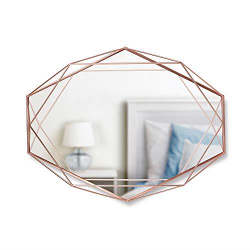 Umbra Prisma Modern Geometric Shaped Oval Mirror Wall Decor for Bedroom, Bathroom, Living, Dining Room, 22.5" Length x 17" Height x 3.75" Width, Copper Decor