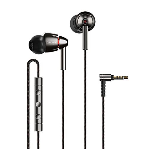 1MORE Quad Driver in-Ear Earphones Hi-Res High Fidelity Headphones with Warm Bass, Spacious Reproduction, High Resolution, Mic and in-Line Remote for Smartphones/PC/Tablet - Silver/Gray