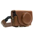 MegaGear Sony Cyber-Shot DSC-WX500 Ever Ready Leather Camera Case with Strap - Dark Brown - MG600