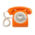 GPO 746 Rotary 1970s-style Retro Landline Phone - Curly Cord, Authentic Bell Ring - Orange