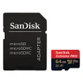 SanDisk 64GB Extreme PRO microSDHC/microSDXC UHS-I card up to 100 MB/s, Class 10, U3, V30, A1 SDSQXCG-064G-GN6MA