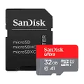 Sandisk SDSQUAR-032G-GN6MA Ultra 32GB Micro SDHC UHS-I Card with Adapter, 98MB/s U1 A1, Black
