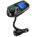 Nulaxy Bluetooth FM Transmitter Wireless HandsFree Car Kit Adapter W 1.44 Inch Display Power On/Off Button - KM18 Plus Black