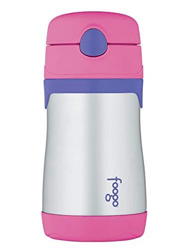 Thermos Foogo Stainless Steel Vacuum Insulated Straw Bottle, Pink, 290ml