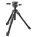 Manfrotto 290 MK290DUA3-3W Accurate Dual Aluminum 3-Section Tripod Kit with 804 3-Way Head, Black