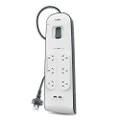 Belkin 6-Outlet Surge Protection Strip Power Board 2,4 Amp USB Charging, White/Grey (BSV604au2M)