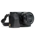 MegaGear Sony Alpha A6300, A6000 Ever Ready Leather Camera Half Case and Strap, with Battery Access - Black - MG960