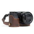 MegaGear Sony Alpha A6300, A6000 Ever Ready Leather Camera Half Case and Strap, with Battery Access - Dark Brown - MG961