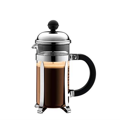 Bodum CHAMBORD French Press Coffee Maker, Stainless Steel, Glass, 12 Ounce (3 Cup) silver