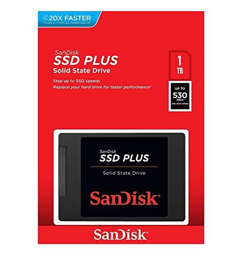 SanDisk SSD Plus 1TB Internal SSD - SATA III 6GB/s, 2.5 inch / 7mm - SDSSDA-1T00-G26,Black