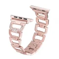 Secbolt Bling Bands Compatible with Apple Watch Band 38mm 40mm 41mm iWatch SE Series 9 8 7 6 5 4 3 2 1 Women Dressy Jewelry D-link Stainless Steel Wristband Strap, Rose Gold
