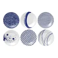 Royal Doulton Pacific Mixed Patterns Accent Plates Set of 6, Blue/White