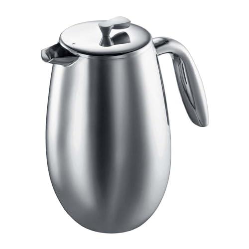 BODUM Double Wall Coffee Maker, Columbia French Press, 1.0 Litre, Shiny, 1308-16, Stainless Steel