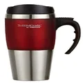 THERMOcafe by Thermos Double Wall Stainless Steel Travel Mug, 450ml, Red Trim, DF1400R