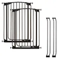 Dreambaby Auto-Close Chelsea Extra-Tall Baby Gate Set - Indoor Safety Gates - with 2 x 9cm Extensions - Fits Opening 71-98cm Wide & 100cm Tall - Black